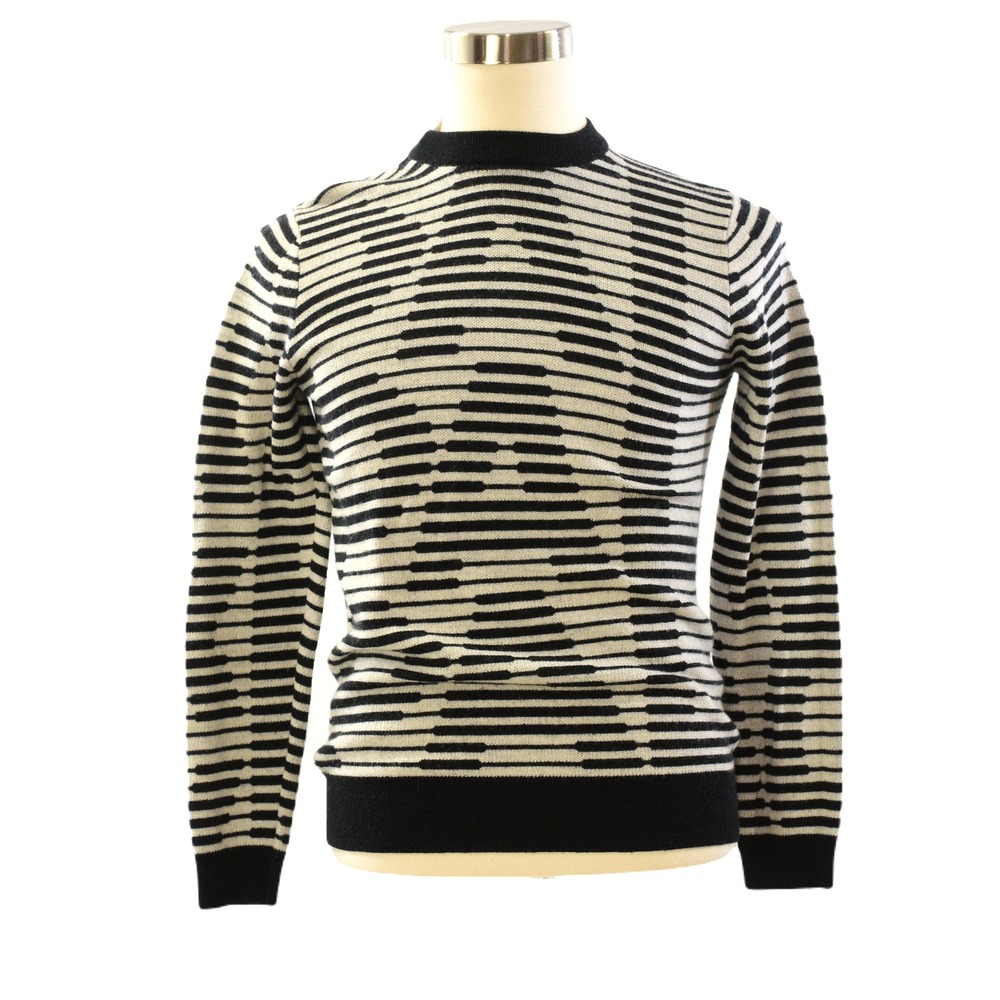 Palace Geometric Stripe Sweater Mens M Black Cream Wool Blend Knit Pullover